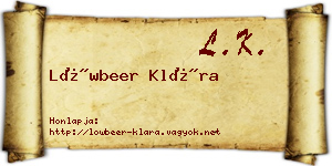 Löwbeer Klára névjegykártya